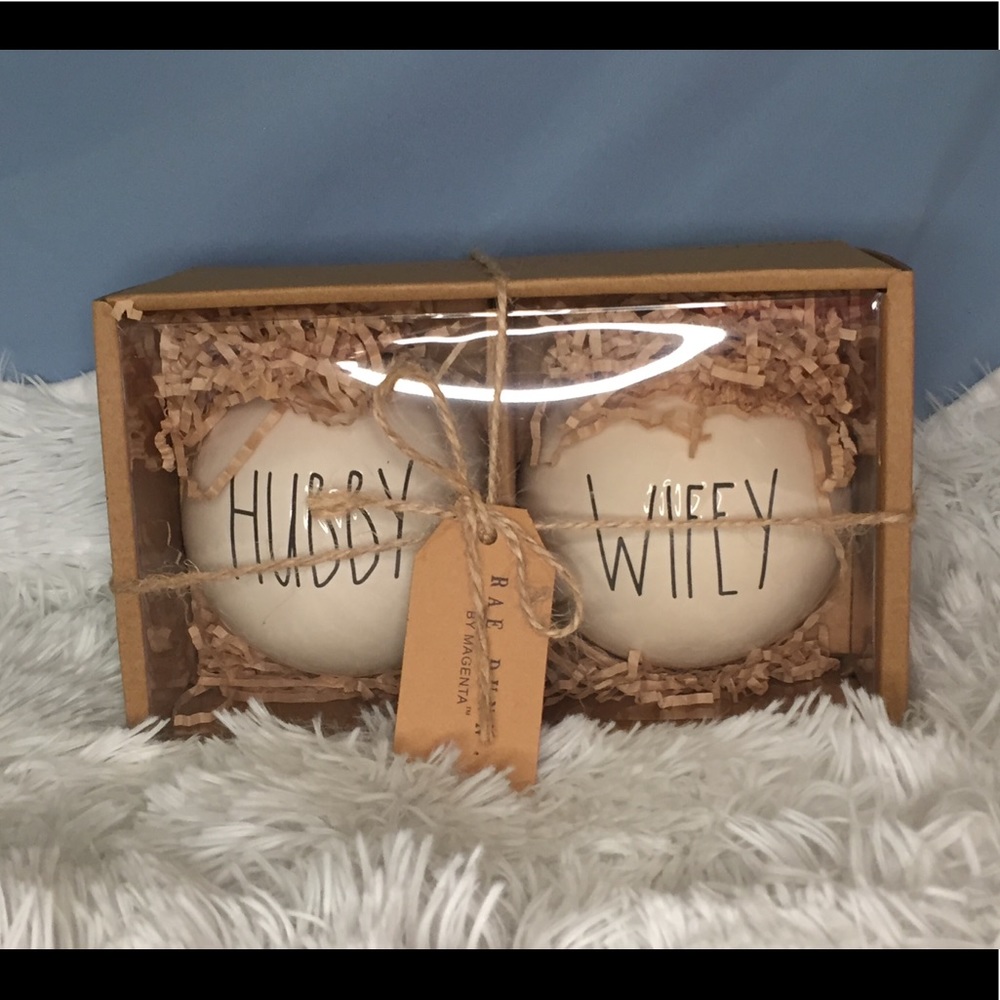 Rae Dunn Ceramic Ornaments Wifey/Hubby